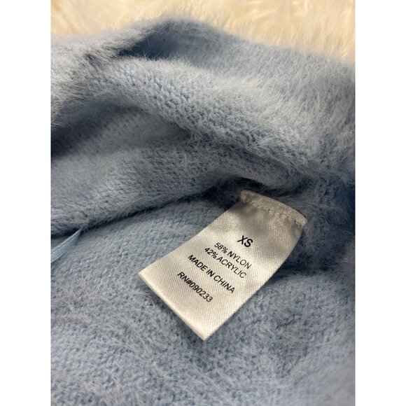 Kendall & Kylie XS Fuzzy Light Blue Tank Crop Top Nylon/Acrylic Blend - Picture 5 of 8